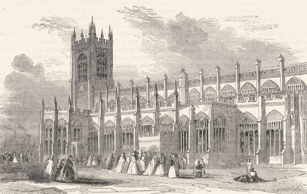 MANCHESTER. The Collegiate Church, or Cathedral 1850 old antique print picture